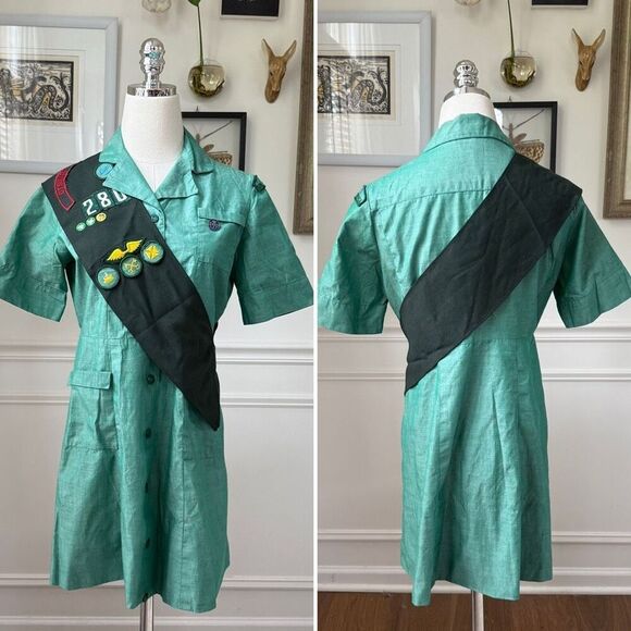 Vintage 50s Girl Scout Uniform and Sash Womens Small Medium S M - Picture 1 of 10